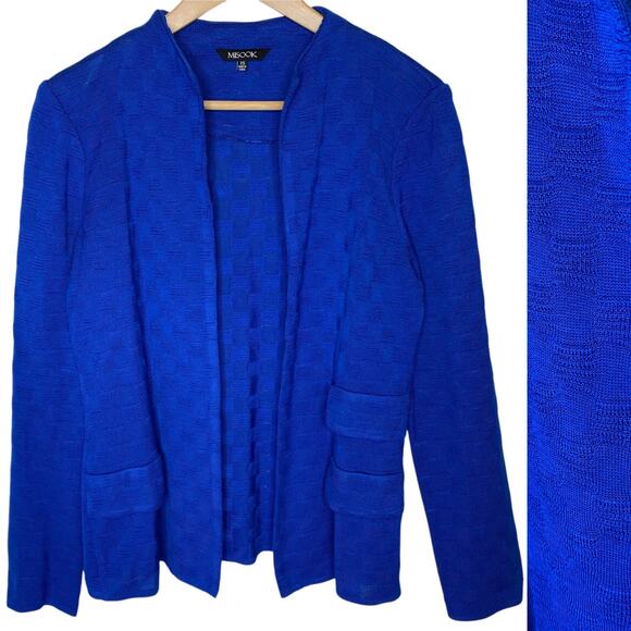Misook Check Textured Knit Open Front Blue Jacket, size XS - Picture 1 of 5